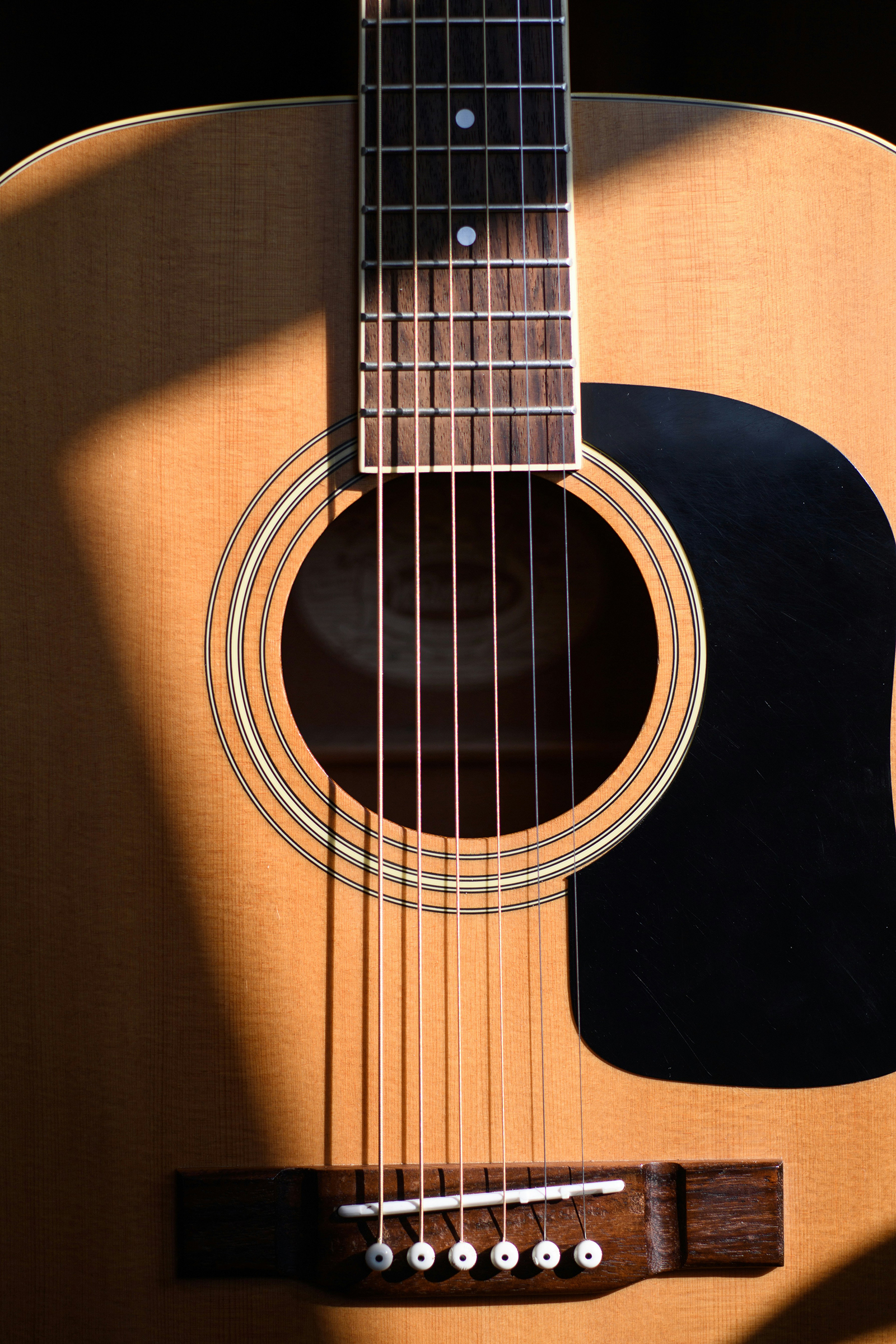 photo rapprochée des cordes d'une guitare