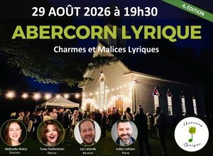 Poster for the concert Charmes et Malices Lyriques, presented by Abercorn Lyrique on Saturday, August 29, 2026, as part of La Route des concerts.