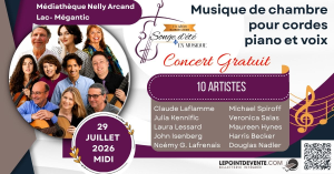 Affiche du concert Musique de chambre pour cordes, piano et voix, présenté par le Festival Songe d’été en musique le 29 juillet 2026 sur La Route des concerts.