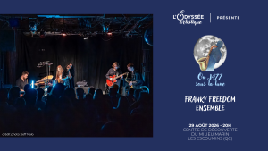 Affiche du concert On JAZZ sous la lune – Franky Freedom Ensemble, présenté par L’Odyssée artistique le 29 août 2026 sur La Route des concerts.